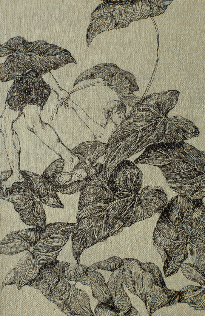 Detail In a Timeless Sweet Land _ Archival ink pen on canvas with acrylic colour_ 152 x 122 cm _ 2023