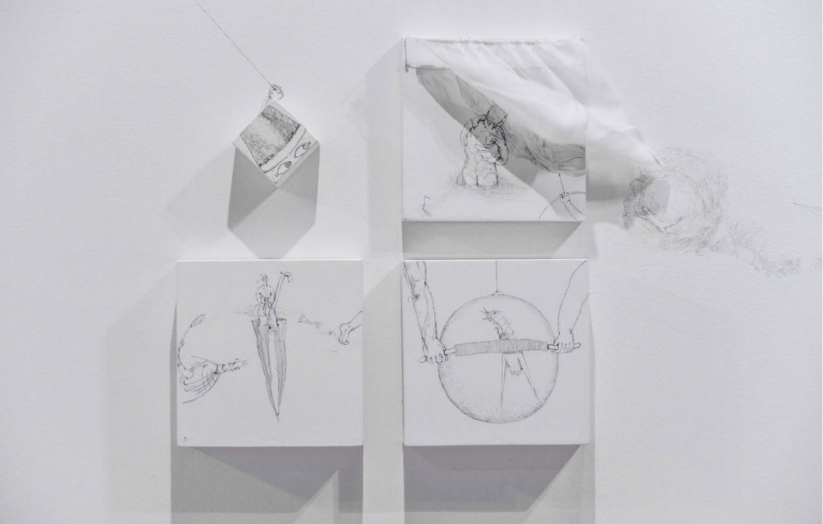 Detail: Drawing Installation _ ‘Cultivation of senses’ _ Pen on plywood, Rice paddy _ 16’ft x 7’ft x 10’ft _ 2018