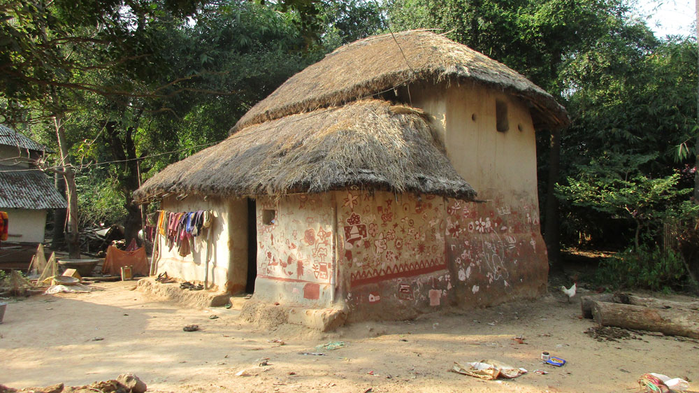 ‘Exploring the Santhal’s (Tribe) Story’_ A collaboration with Santhali children Mud on Mud wall _ Village Pearsonpalli, Santiniketan, West Bengal, India _ 2017