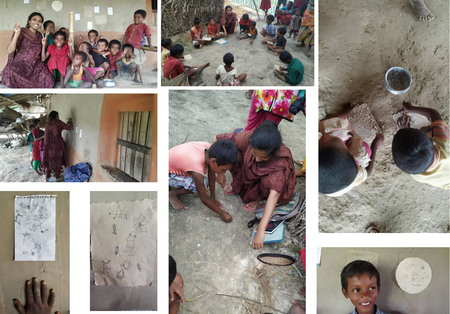 ‘Exploring the Santhal’s (Tribe) Story’_ A collaboration with Santhali children Mud on Mud wall _ Village Pearsonpalli, Santiniketan, West Bengal, India _ 2017