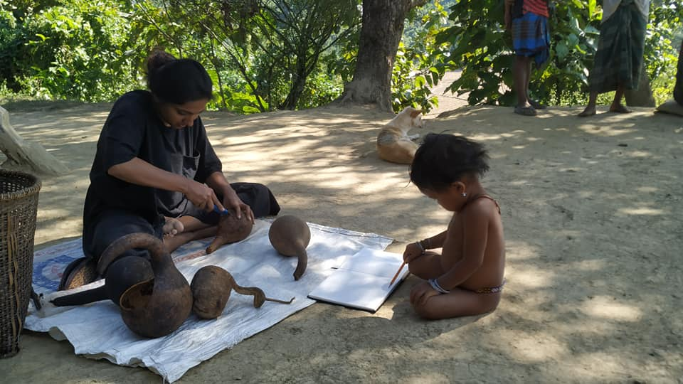 ‘Tui’ - A collaboration with tribal community (Mro) _ Place: Alikadam, Bandarban, Bangladesh _ Medium: Curving on Tui _ 2019