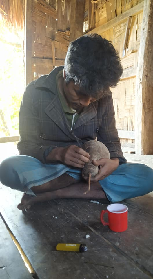 ‘Tui’ - A collaboration with tribal community (Mro) _ Place: Alikadam, Bandarban, Bangladesh _ Medium: Curving on Tui _ 2019